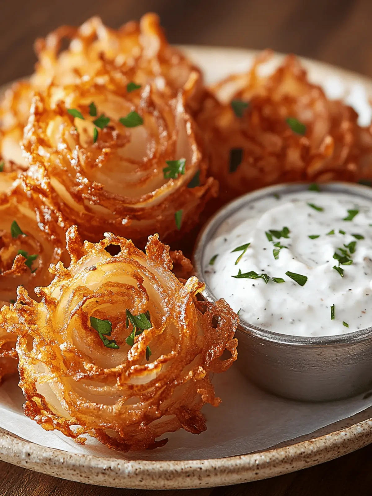 Crispy Mini Bloomin’ Onions with Creamy Buttermilk Ranch Dip